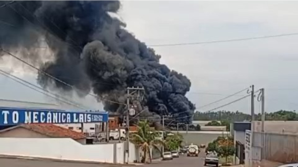 Incêndio atinge área externa de empresa no Distrito Valentim Gatti, em Adamantina