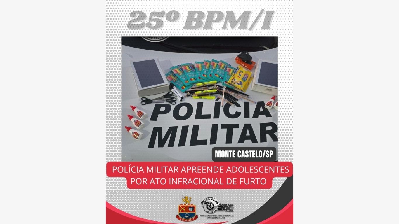 POLÍCIA MILITAR APREENDE ADOLESCENTES POR ATO INFRACIONAL DE FURTO EM MONTE CASTELO