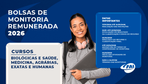 FAI abre processo seletivo para 30 bolsas de monitoria com remuneração