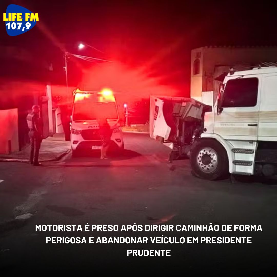 Motorista de caminhão é preso após manobras perigosas e fuga em Presidente Prudente