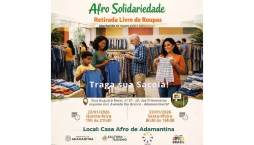Afro Solidariedade acontece nesta quinta (22) e sexta(23) em Adamantina
