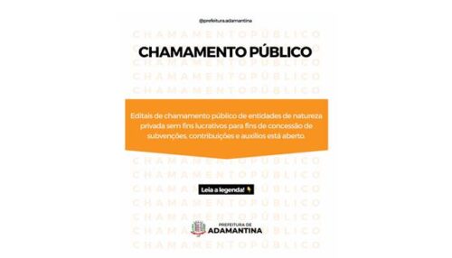 Editais de chamamento público de entidades de natureza privada sem fins lucrativos para fins de concessão de subvenções, contribuições e auxílios está aberto