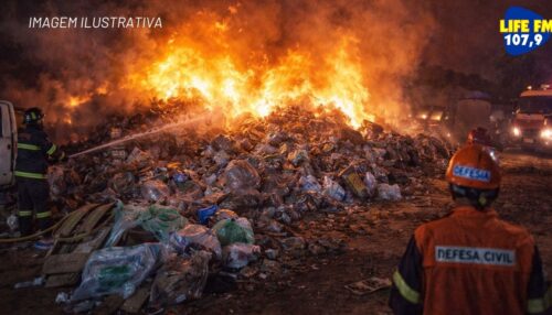 INCÊNDIO DESTRÓI CERCA DE SEIS TONELADAS DE RECICLÁVEIS EM LUCÉLIA