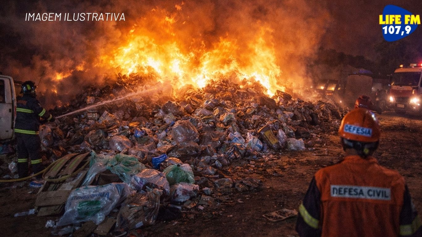 INCÊNDIO DESTRÓI CERCA DE SEIS TONELADAS DE RECICLÁVEIS EM LUCÉLIA