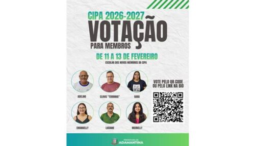 Votação que escolherá os novos membros da CIPA da Prefeitura de Adamantina acontece entre os dias 11 e 13 de fevereiro