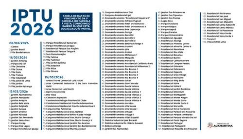 Prefeitura de Adamantina informa emissão de mais de 15 mil carnês do IPTU