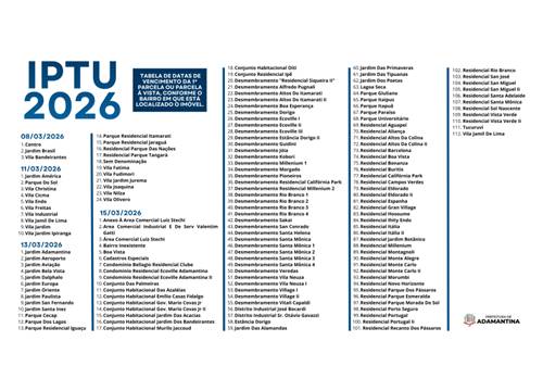 Prefeitura de Adamantina informa emissão de mais de 15 mil carnês do IPTU