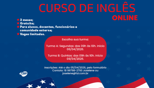 FAI abre inscrições para curso de inglês online gratuito voltado à comunidade acadêmica e externa