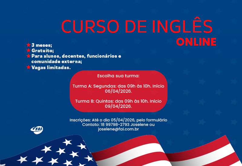 FAI abre inscrições para curso de inglês online gratuito voltado à comunidade acadêmica e externa