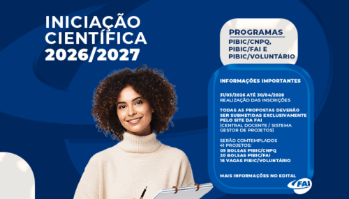 FAI lança edital de Iniciação Científica 2026/2027 com 41 vagas