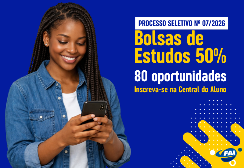 FAI abre inscrições para 80 bolsas de estudo de 50%