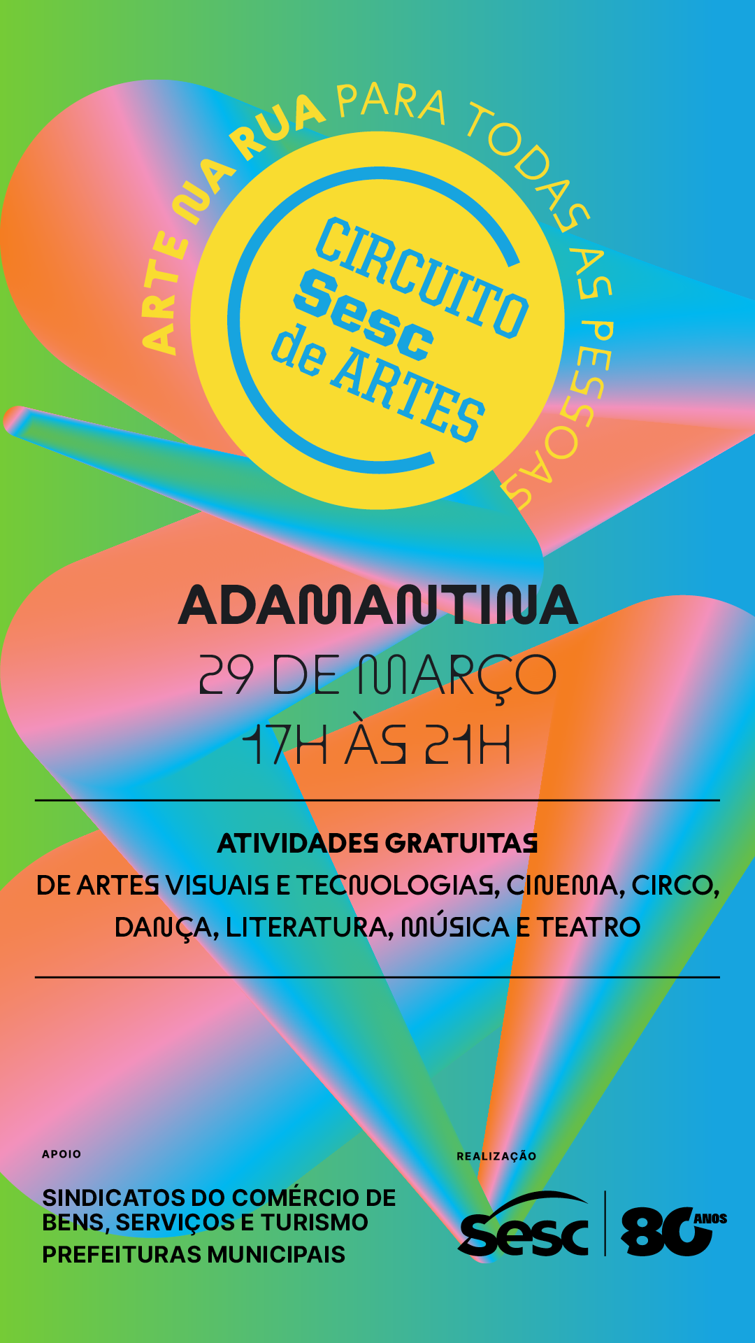 Adamantina recebe Circuito Sesc de Artes no dia 29 de março