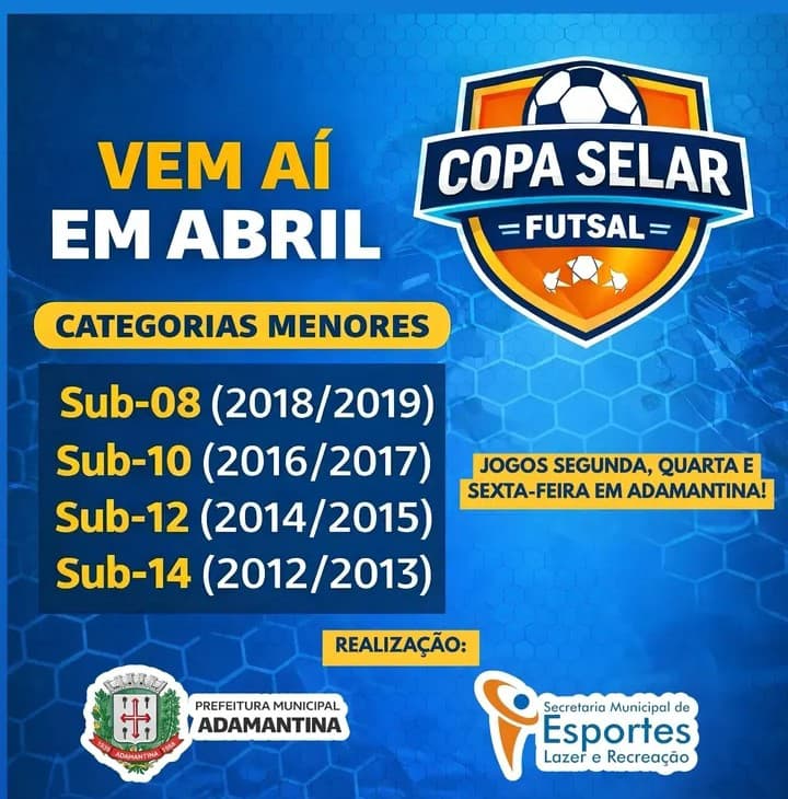Copa Selar de Futsal movimenta categorias de base a partir de abril em Adamantina