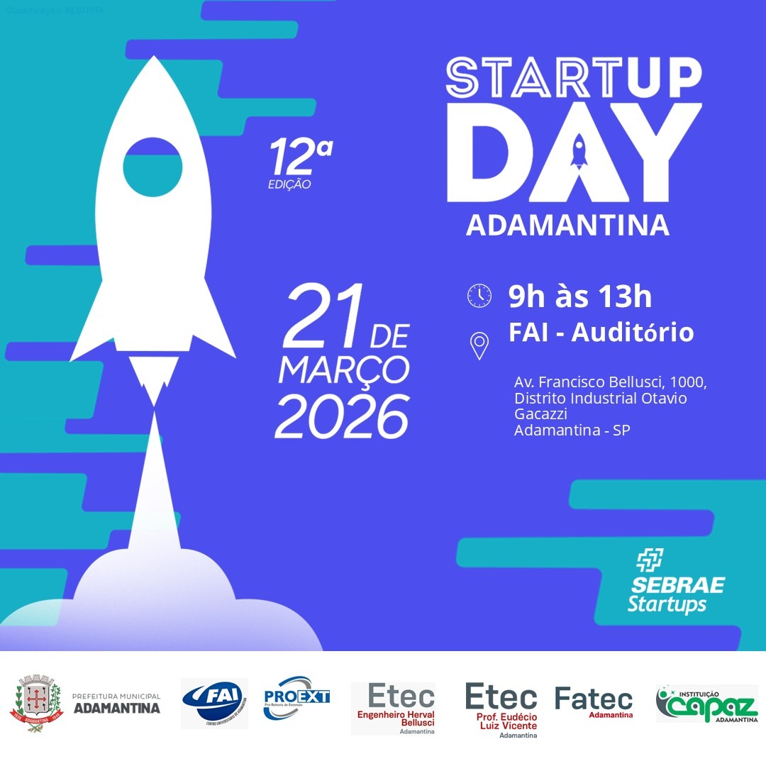 Adamantina recebe Startup Day 2026 com foco em empreendedorismo e inovação