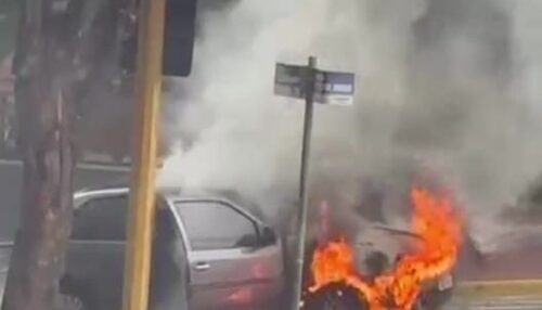 Incêndio atinge carro no centro de Adamantina e mobiliza Corpo de Bombeiros nesta sexta-feira