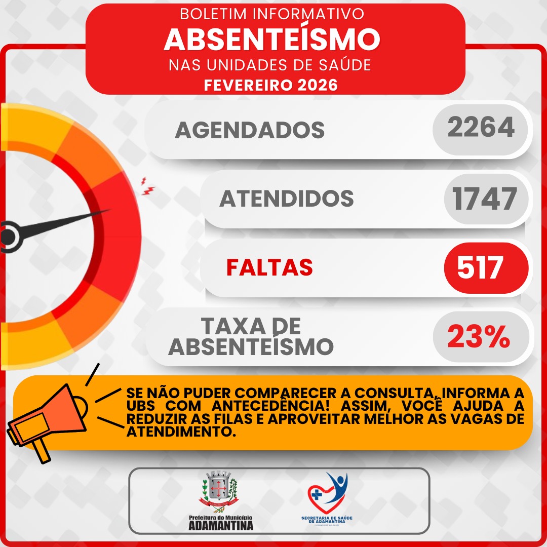 Saúde de Adamantina alerta para alto índice de faltas em consultas e pede colaboração da população