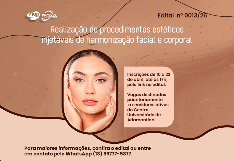 FAI abre inscrições para procedimentos estéticos de harmonização facial e corporal