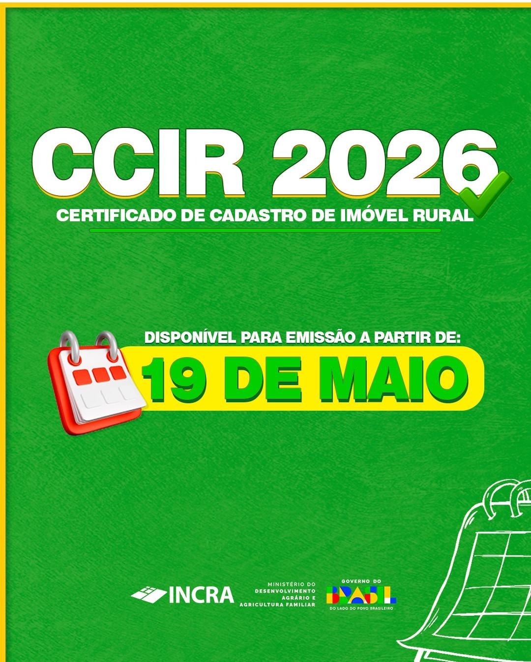 ATENÇÃO PROPRIETÁRIO RURAL: Emissão do CCIR 2026