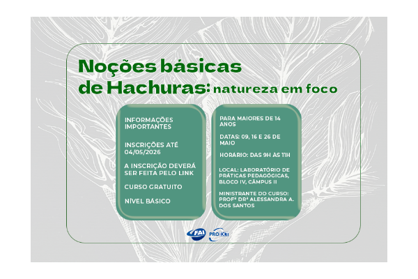 FAI oferece curso gratuito de hachuras com foco na natureza