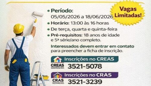 Últimas vagas: curso gratuito de pintura predial está com inscrições abertas em Adamantina