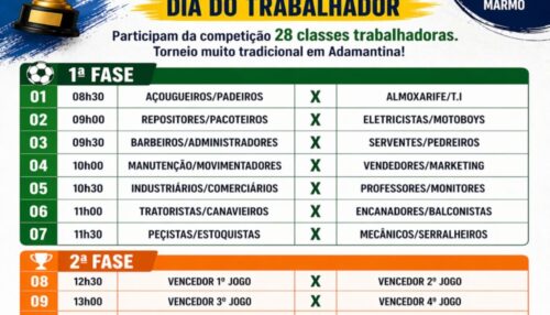 63ª edição do Torneio da Liberdade “Dia do Trabalhador” acontece nesta sexta-feira (1) em Adamantina