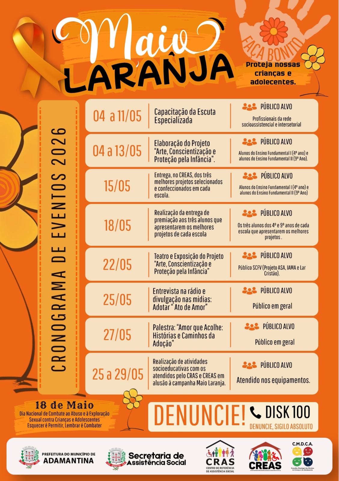 Prefeitura de Adamantina continua com a Campanha Maio Laranja e intensifica ações de conscientização nas escolas