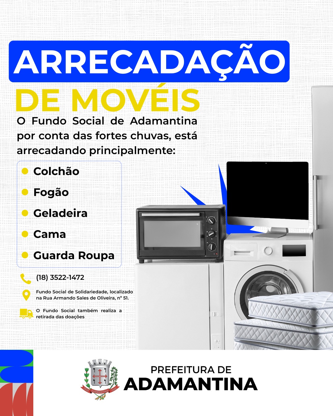 Fundo Social de Solidariedade de Adamantina mobiliza campanha para ajudar famílias atingidas pelo temporal