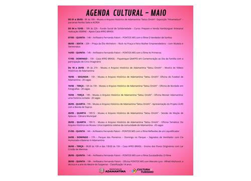 Secretaria de Cultura e Turismo divulga agenda cultural de maio