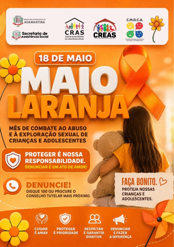 Maio Laranja reforça conscientização e combate à violência sexual contra crianças e adolescentes em Adamantina