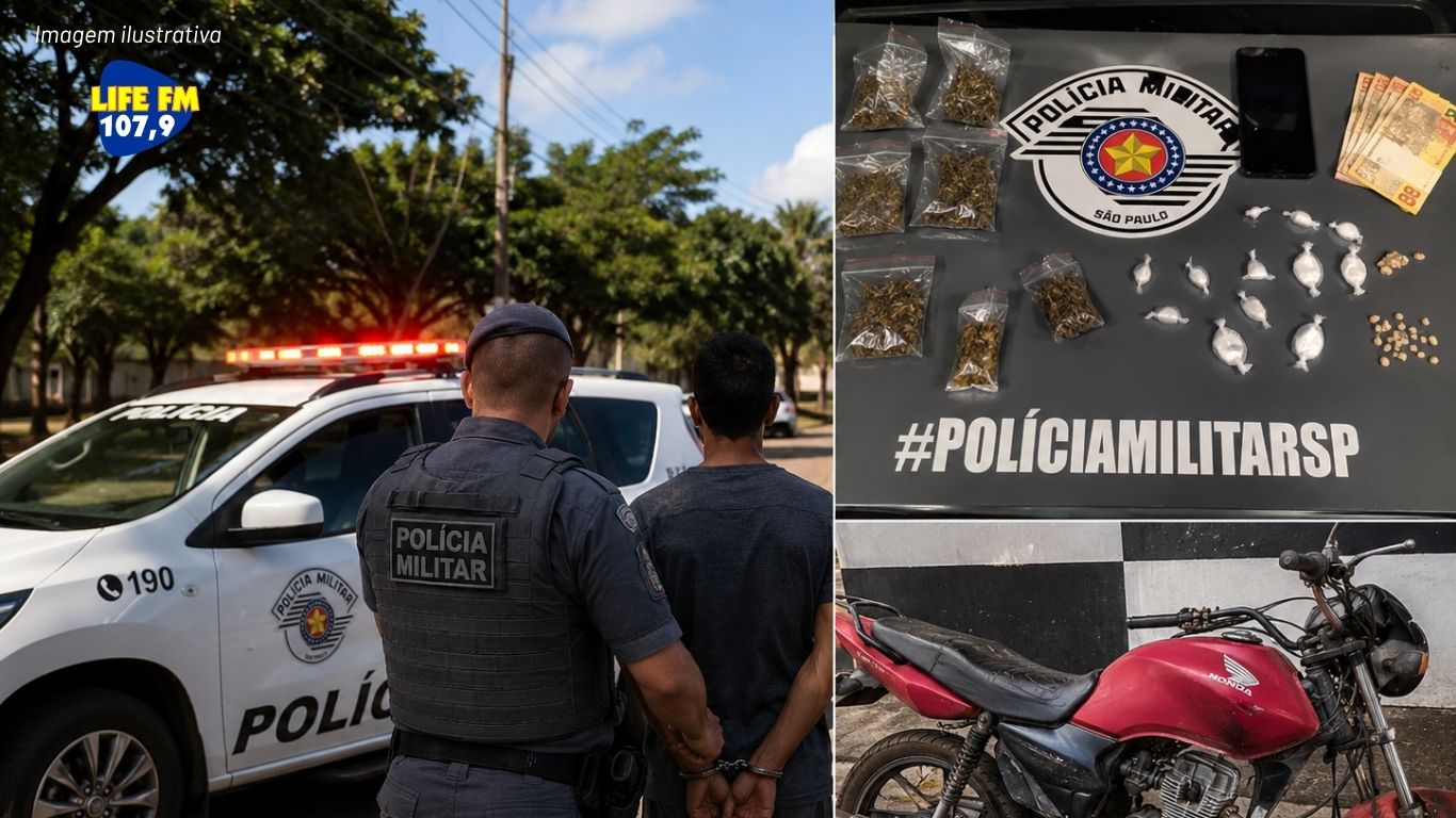 Homem é preso por tráfico de drogas após abordagem da Polícia Militar em Adamantina
