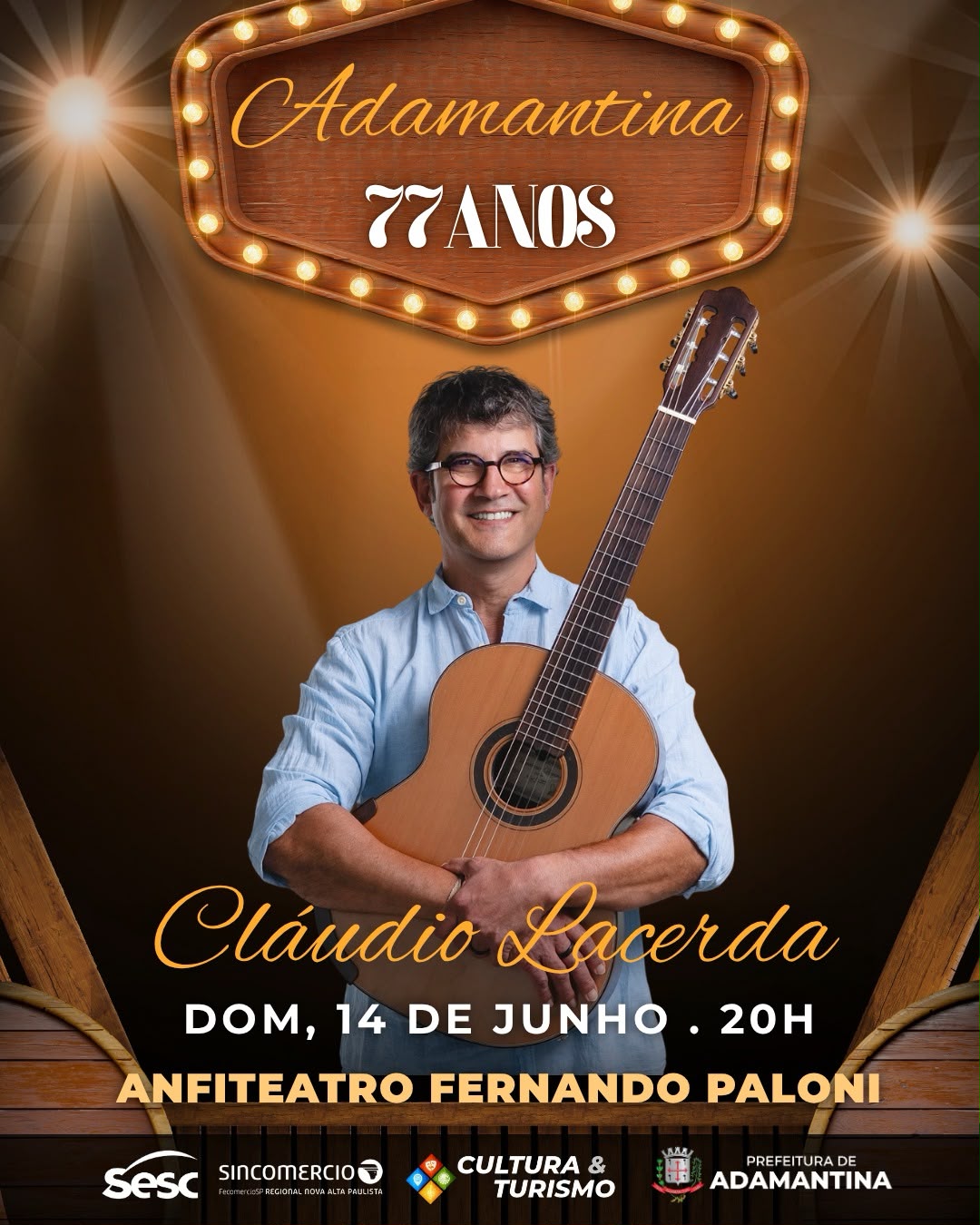Adamantina recebe show de Claudio Lacerda neste domingo (14)