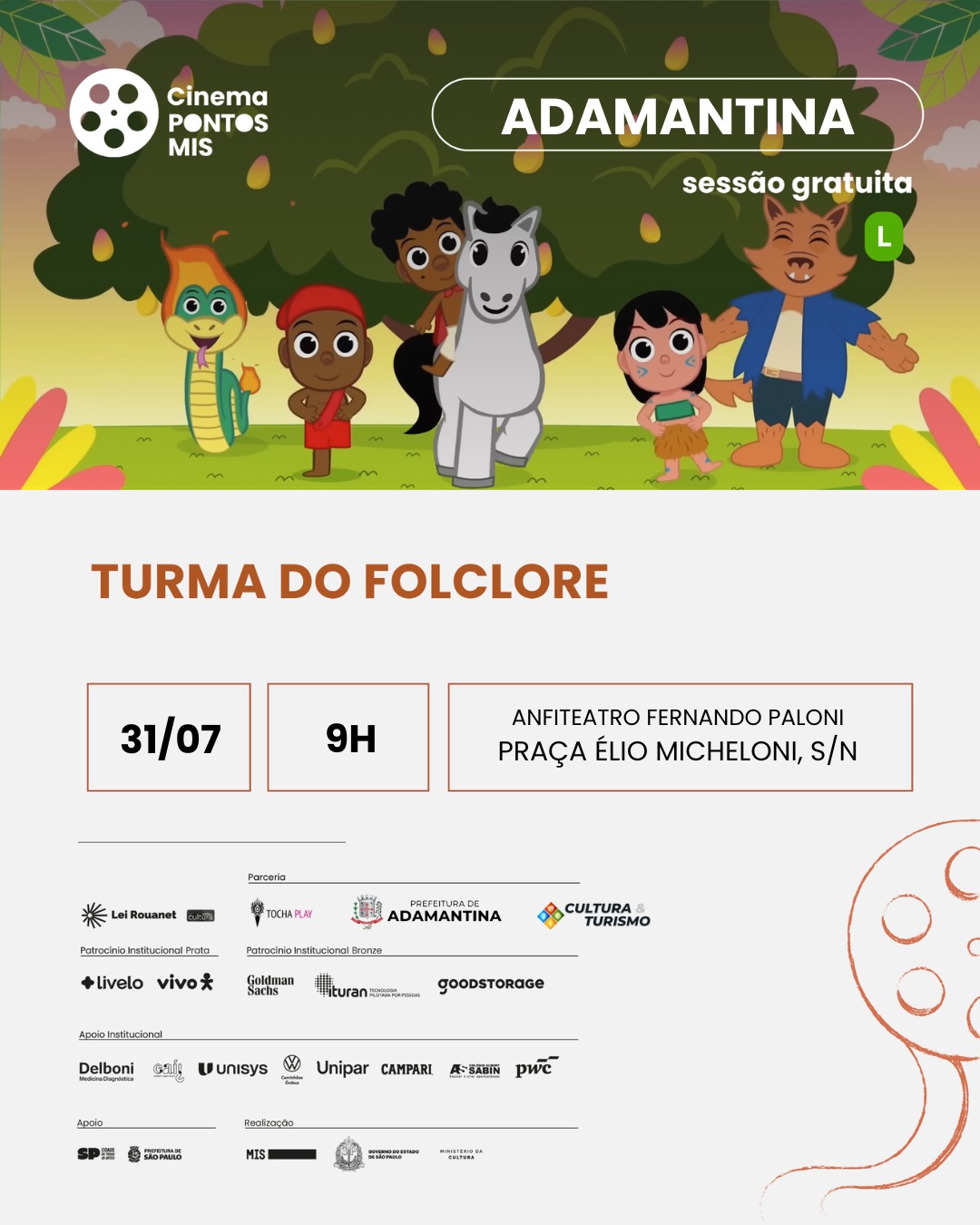 Pontos MIS traz programação gratuita de cinema durante o mês de julho em Adamantina