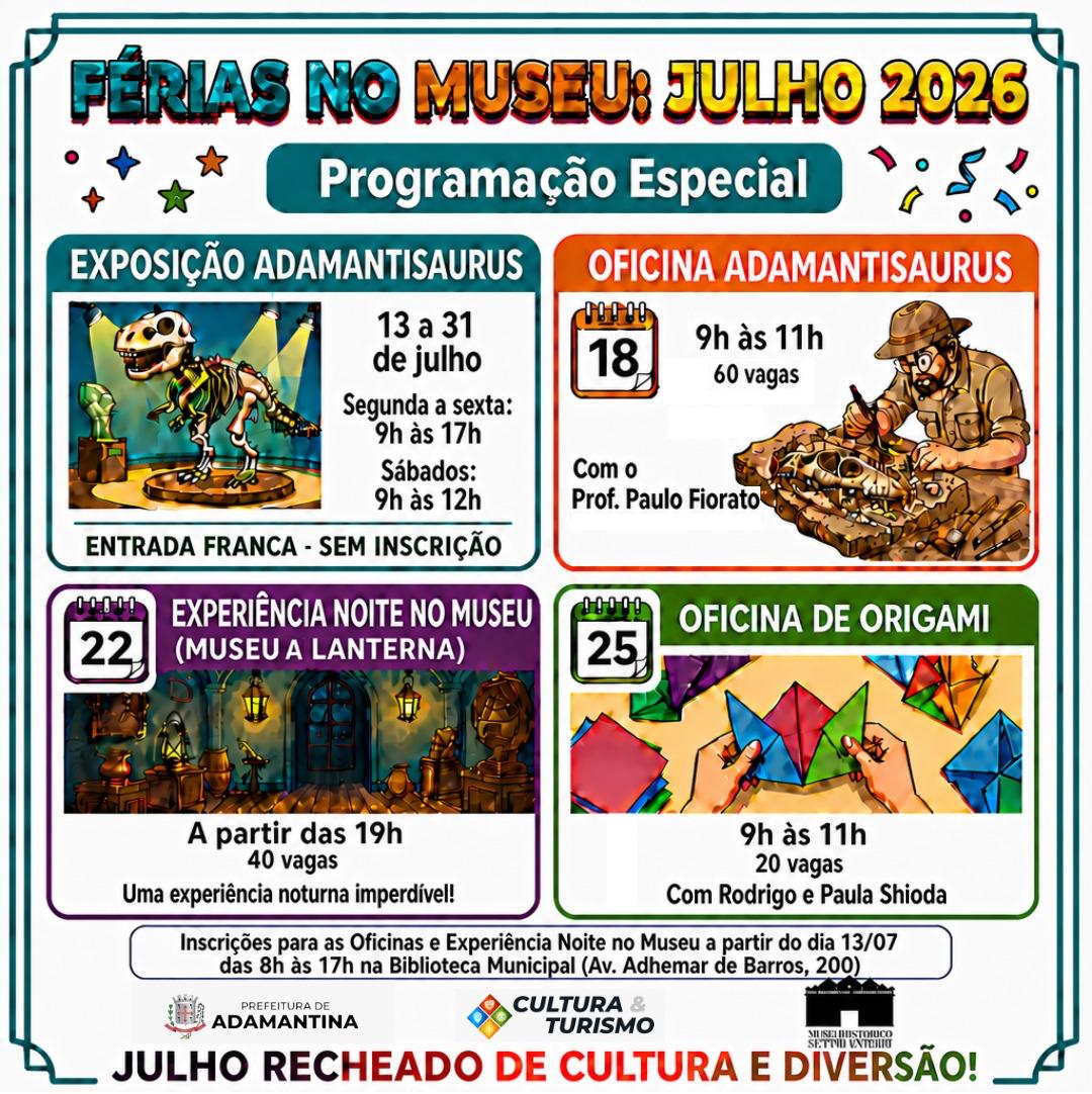 Prefeitura de Adamantina prepara programação especial de férias no Museu e Arquivo Histórico