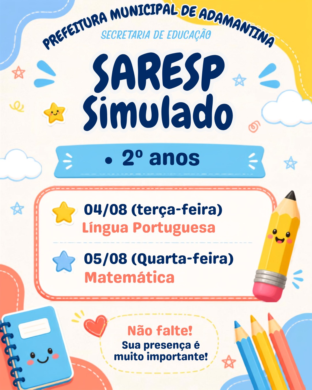 Prefeitura de Adamantina reforça a importância da participação dos estudantes no Simulado da Avaliação SARESP