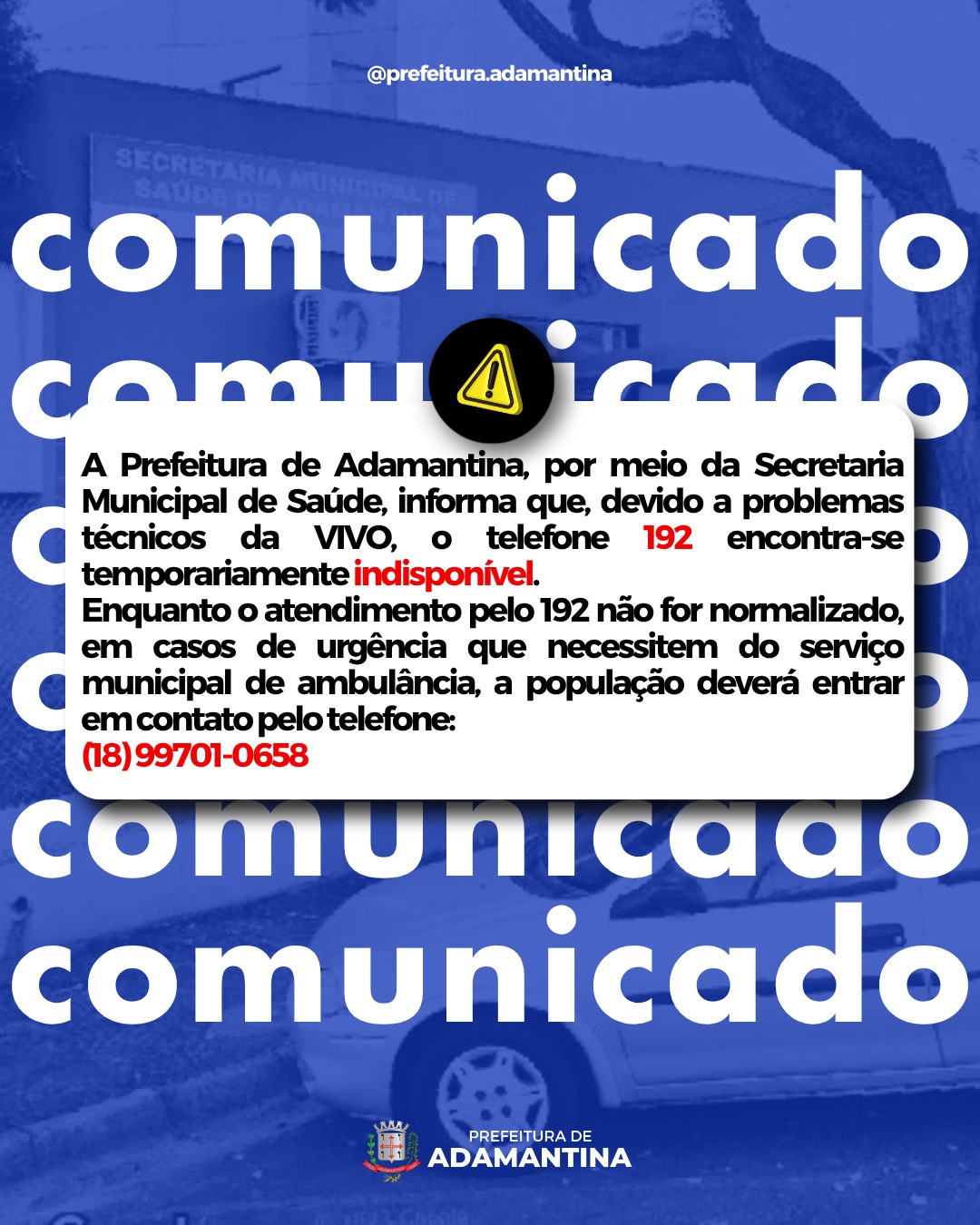 AVISO IMPORTANTE À POPULAÇÃO