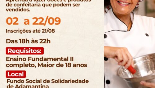 Adamantina oferece curso gratuito de preparo e vendas na área de confeitaria