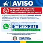 TELEFONES DA SECRETARIA MUNICIPAL DE SAÚDE ESTÃO TEMPORARIAMENTE INDISPONÍVEIS