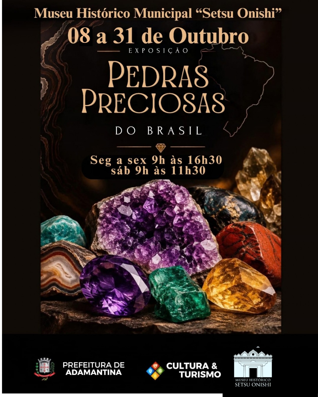 Museu Histórico Municipal “Setsu Onishi” recebe exposição “Pedras Preciosas do Brasil”