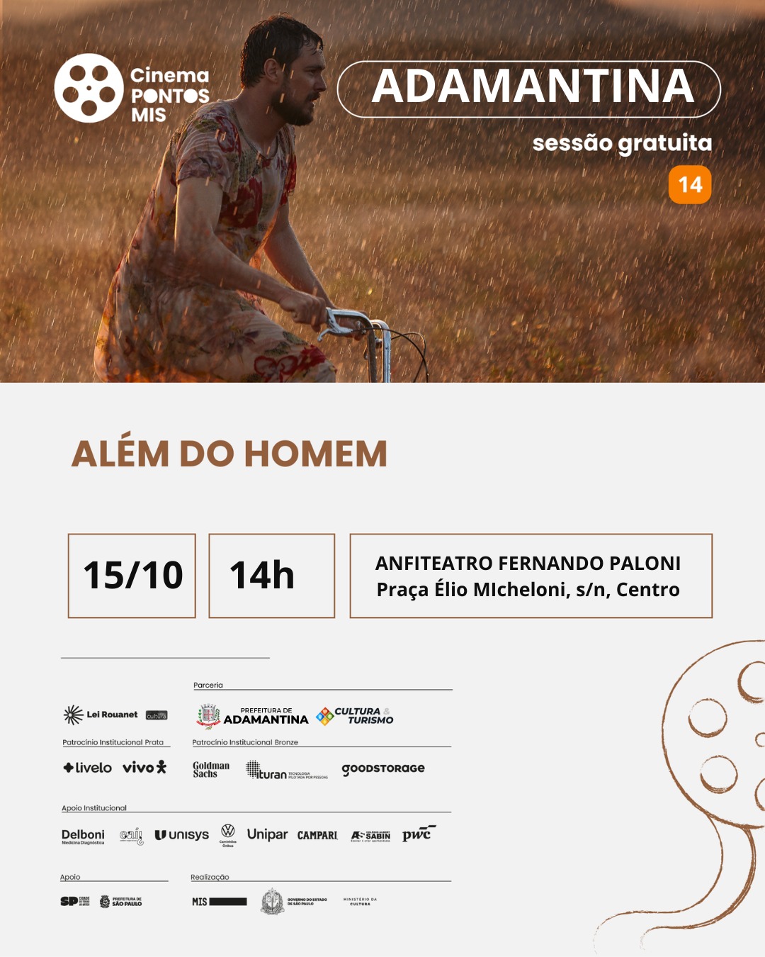 Pontos MIS exibe o filme “Além do Homem” em Adamantina no dia 15 de outubro