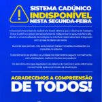 Sistema do CadÚnico ficará temporariamente indisponível nesta segunda-feira
